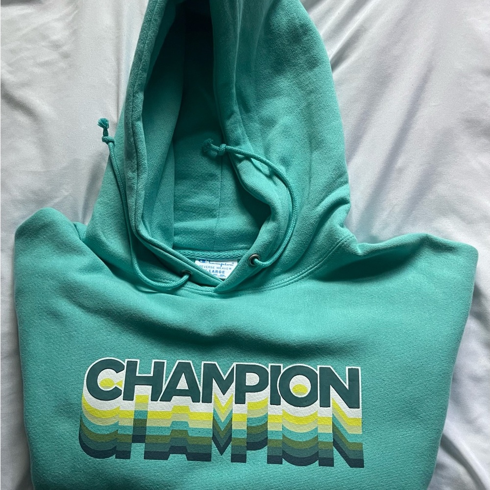 Men’s Champion Turquoise XL Sweatshirt Hoodie - Reverse Weave